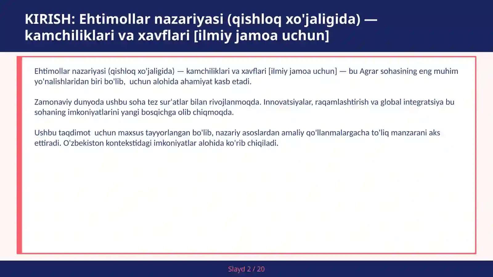 Ehtimollar nazariyasi (qishloq xo'jaligida) — kamchiliklari va xavflari [ilmiy jamoa uchun] 2