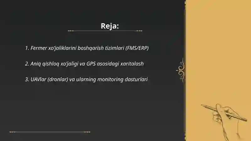 Fermer xo‘jaliklarini boshqarish tizimlari (FMS/ERP) 2