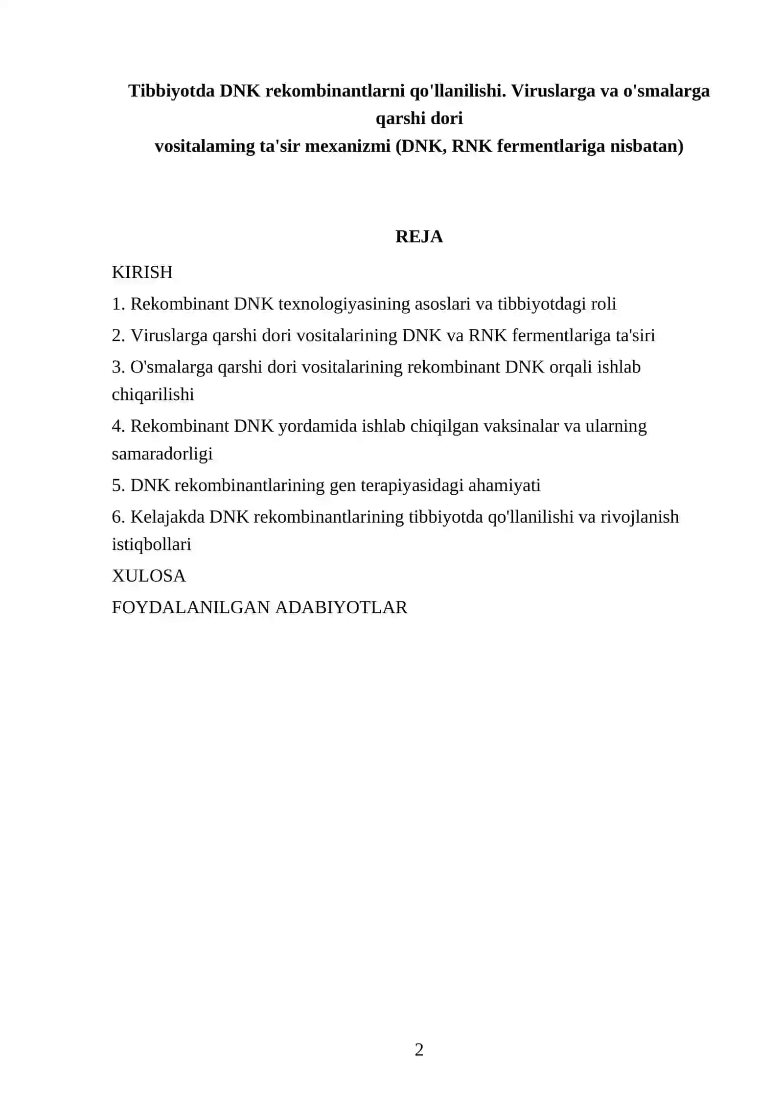 Tibbiyotda DNK rekombinantlarni qo'llanilishi 2