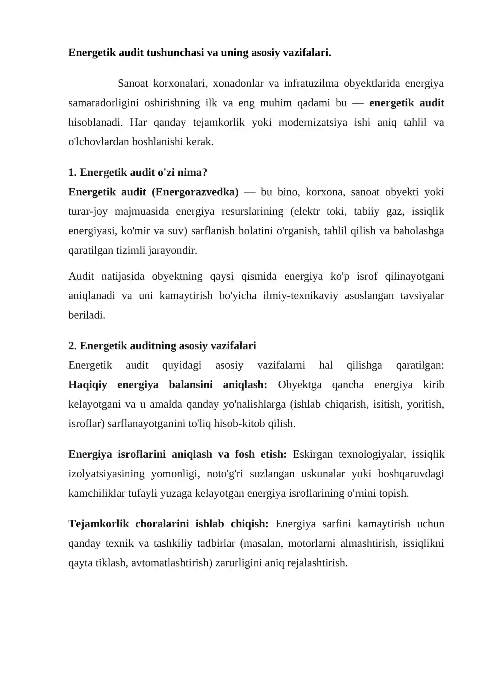 Energetik auditing binolarda energosamarali qilishdagi o'rni 2