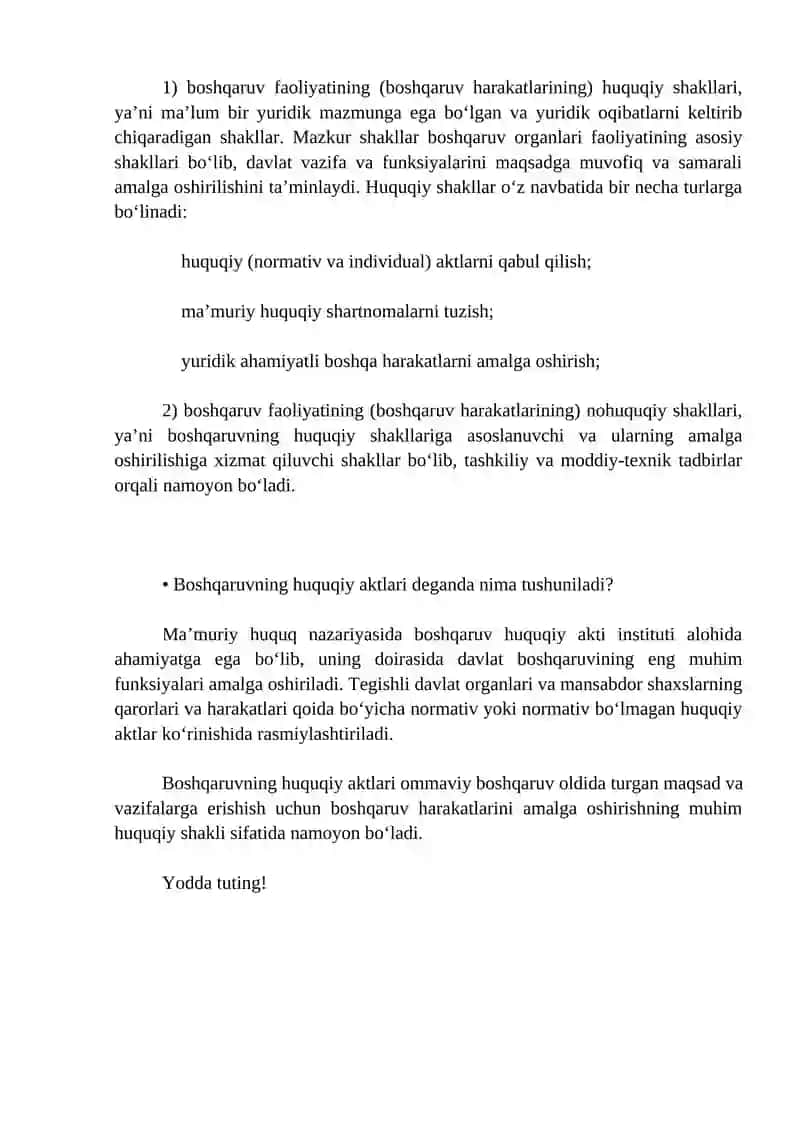 DAVLAT BOSHQARUVINING MA’MURIY-HUQUQIY SHAKLLARI 2