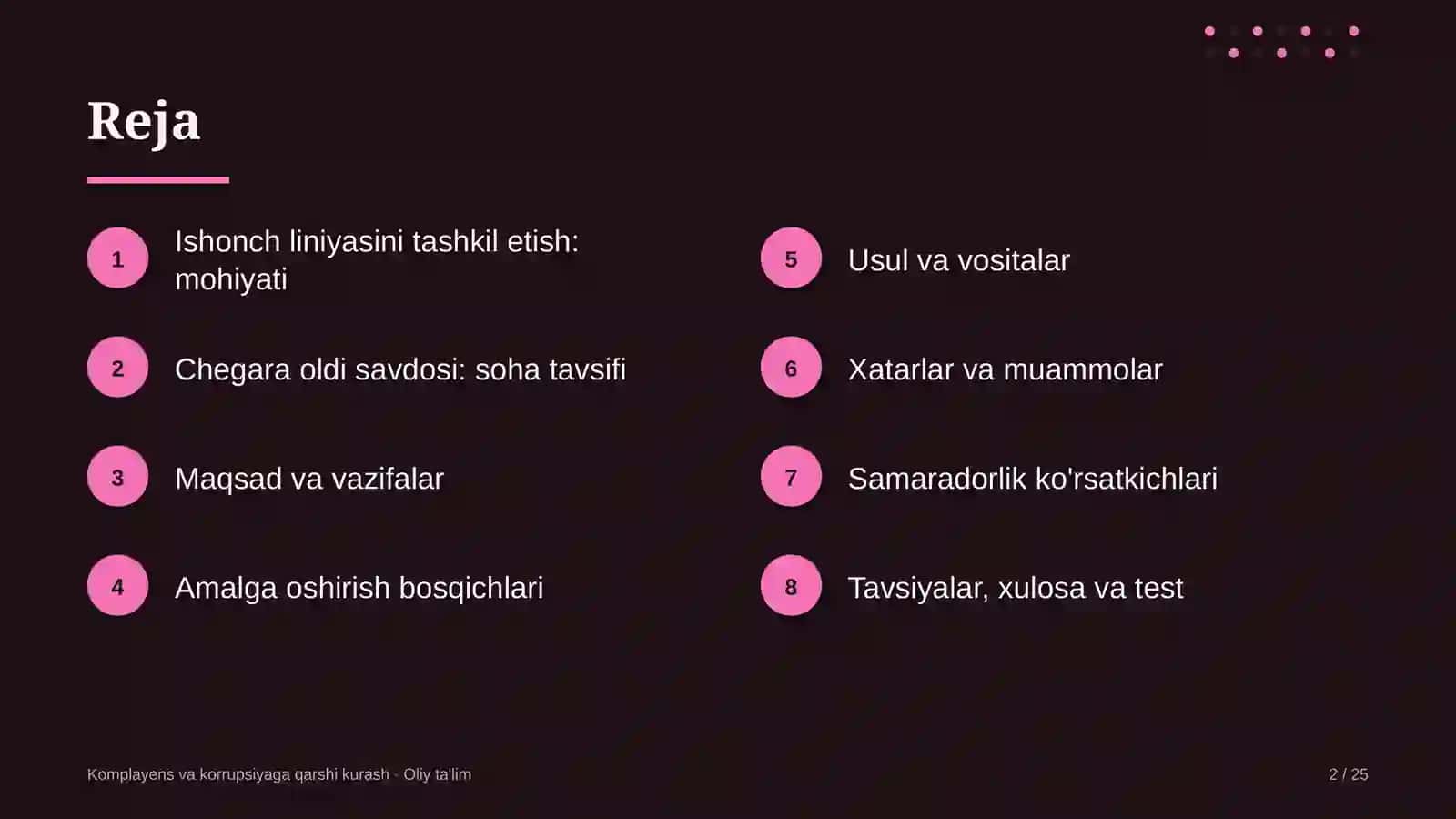 Chegara oldi savdosida ishonch liniyasini tashkil etish 2