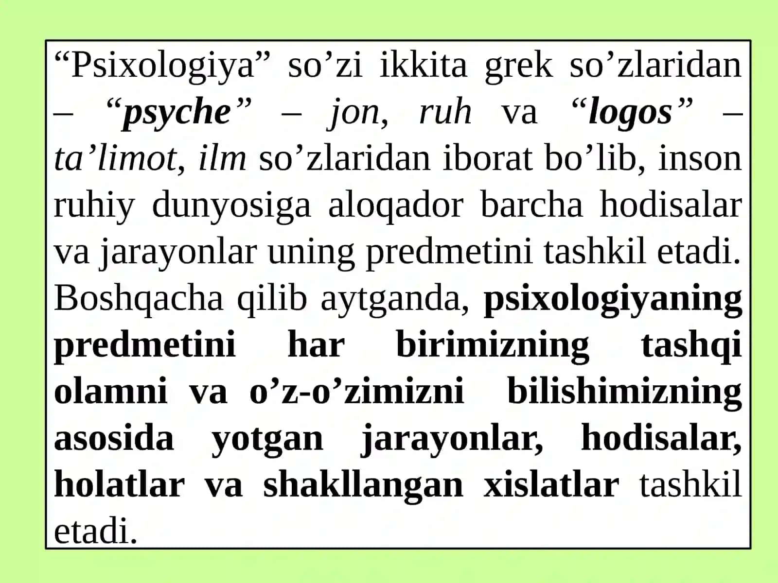 Umumiy psixologiya fani predmeti, ilmiy tadqiqot metodlari 2