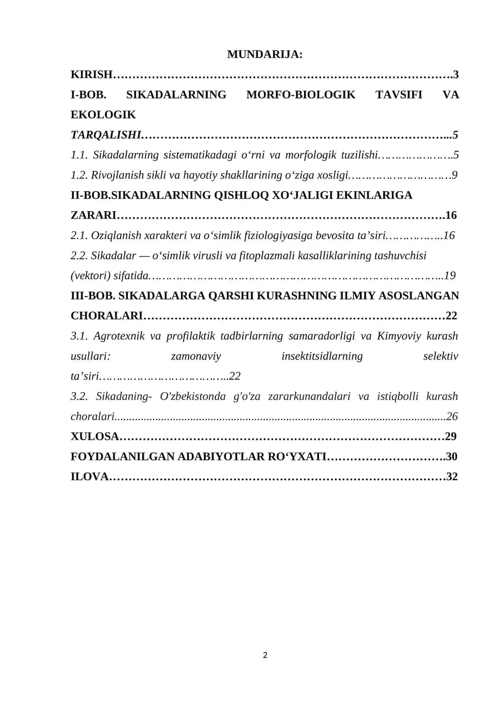 Sikadalarning biologik xususiyatlari, qishloq xo’jaligi ekinlariga zarari va ularga qarshi zamonaviy kurash choralari 2