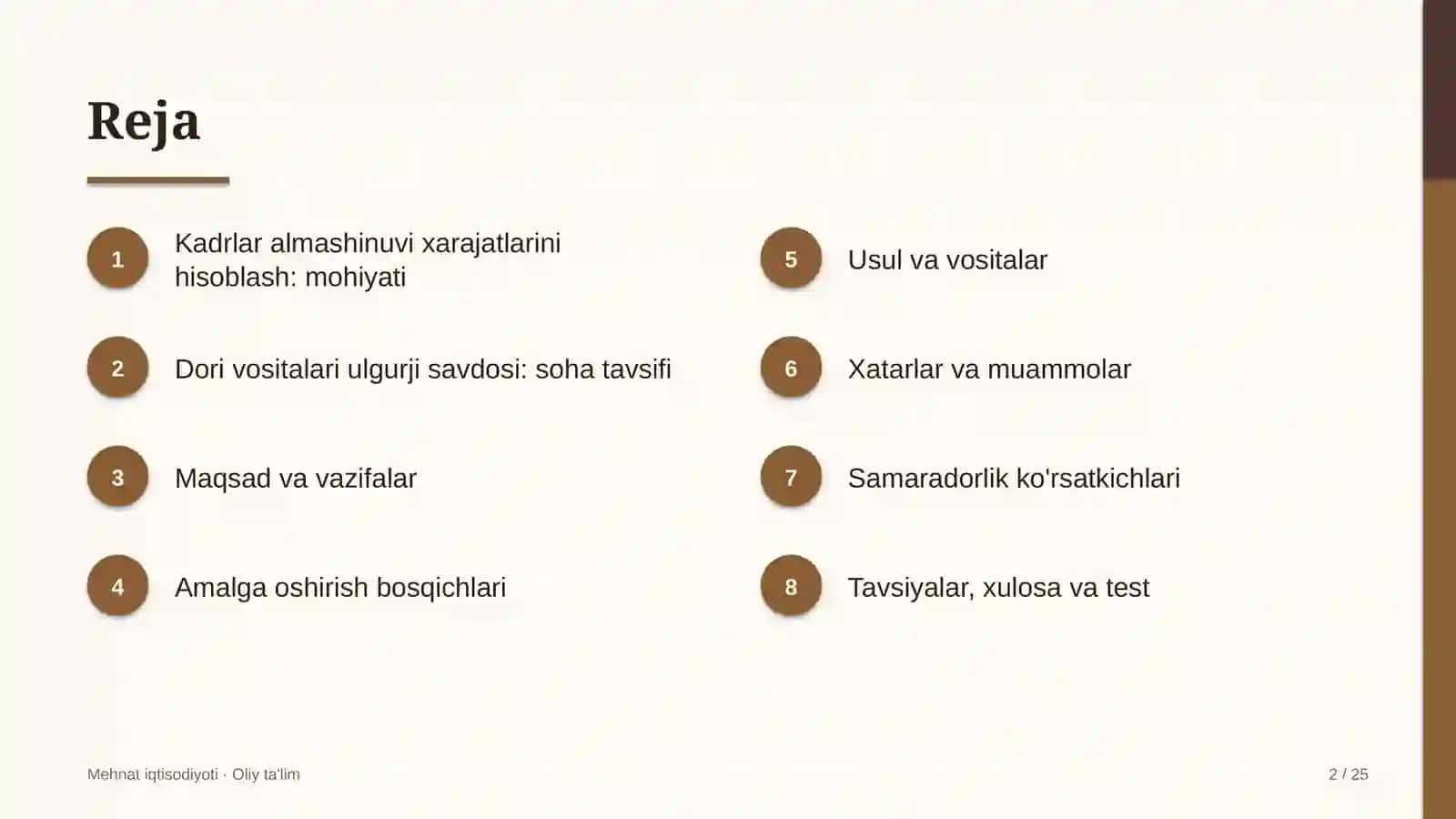 Mehnat iqtisodiyoti · Oliy ta'lim 2