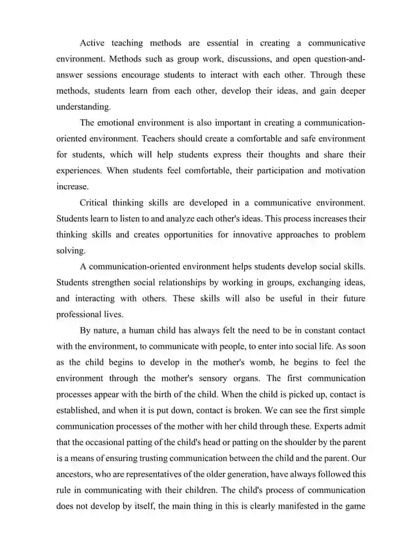THE IMPACT OF CREATING A COMMUNICATION-ORIENTED ENVIRONMENT ON THE EDUCATIONAL PROCESS. 2