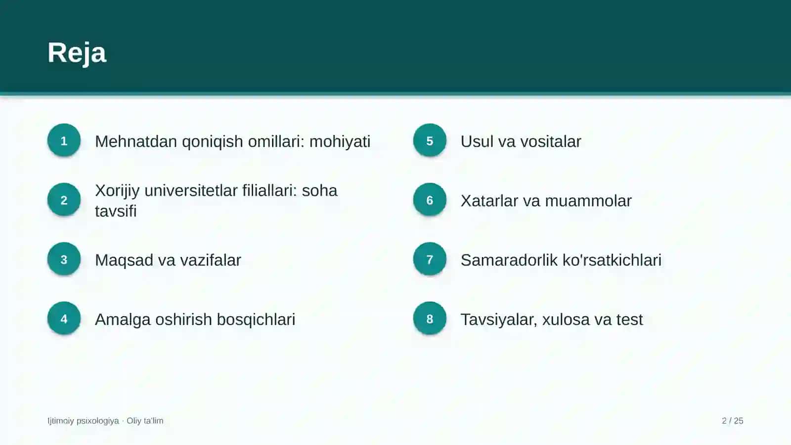 Xorijiy universitetlar filiallarida mehnatdan qoniqish omillari 2