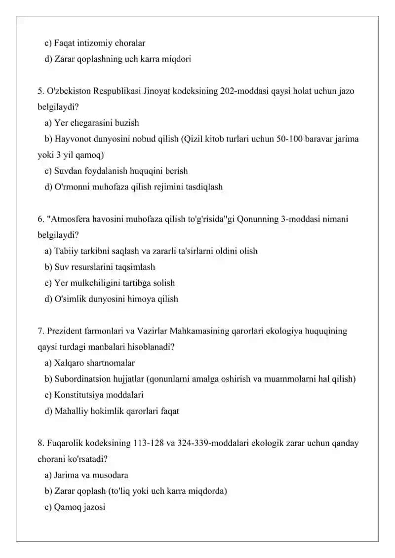 Ekologiya xuquqining manbalari va ularning tavsifi 2