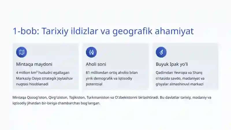 Markaziy Osiyo davlatlari bilan aloqalar: Strategik hamkorlik va rivojlanish 2