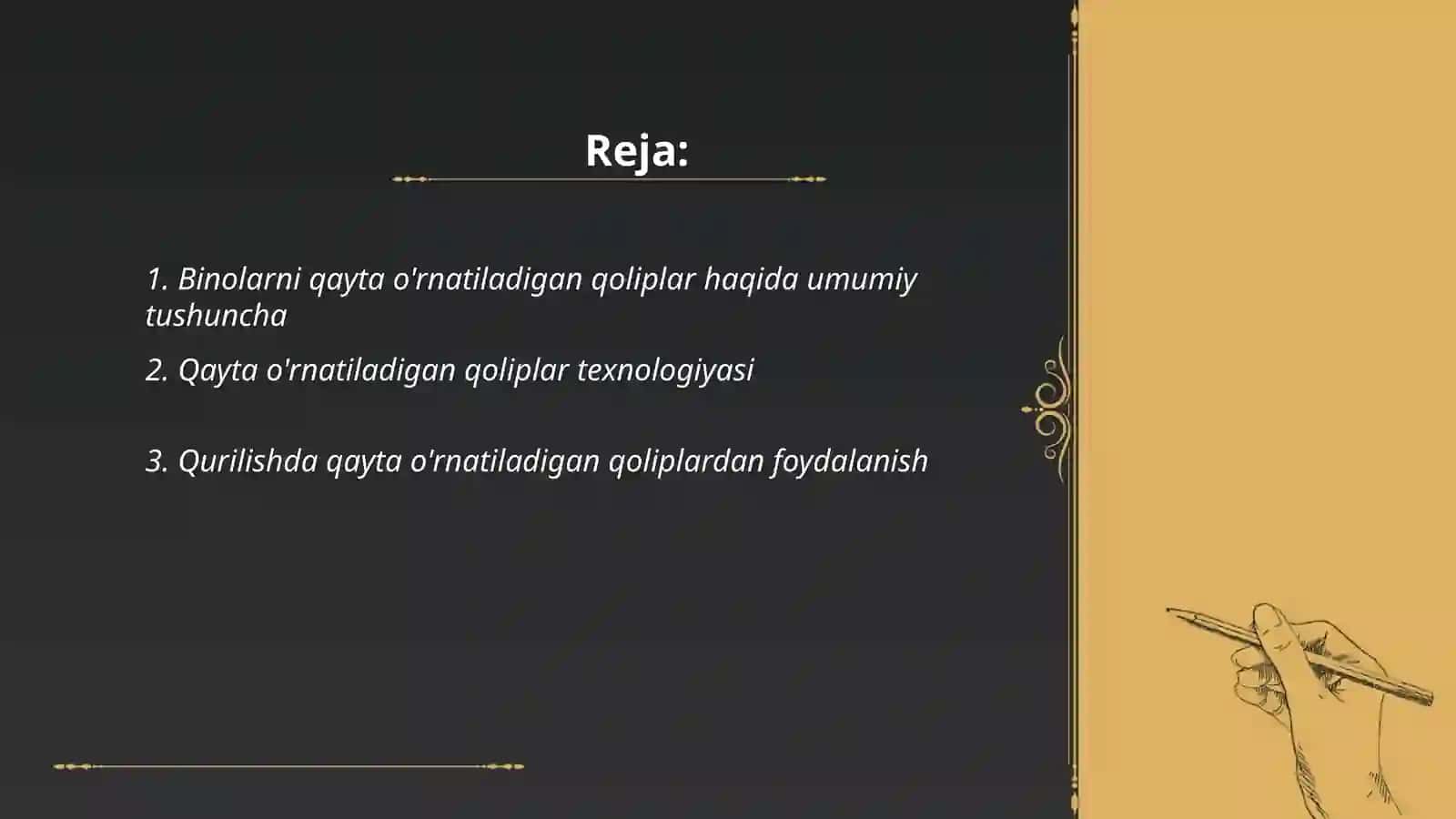 Binolarni qayta o'rnatiladigan qoliplardan barpo etish 2