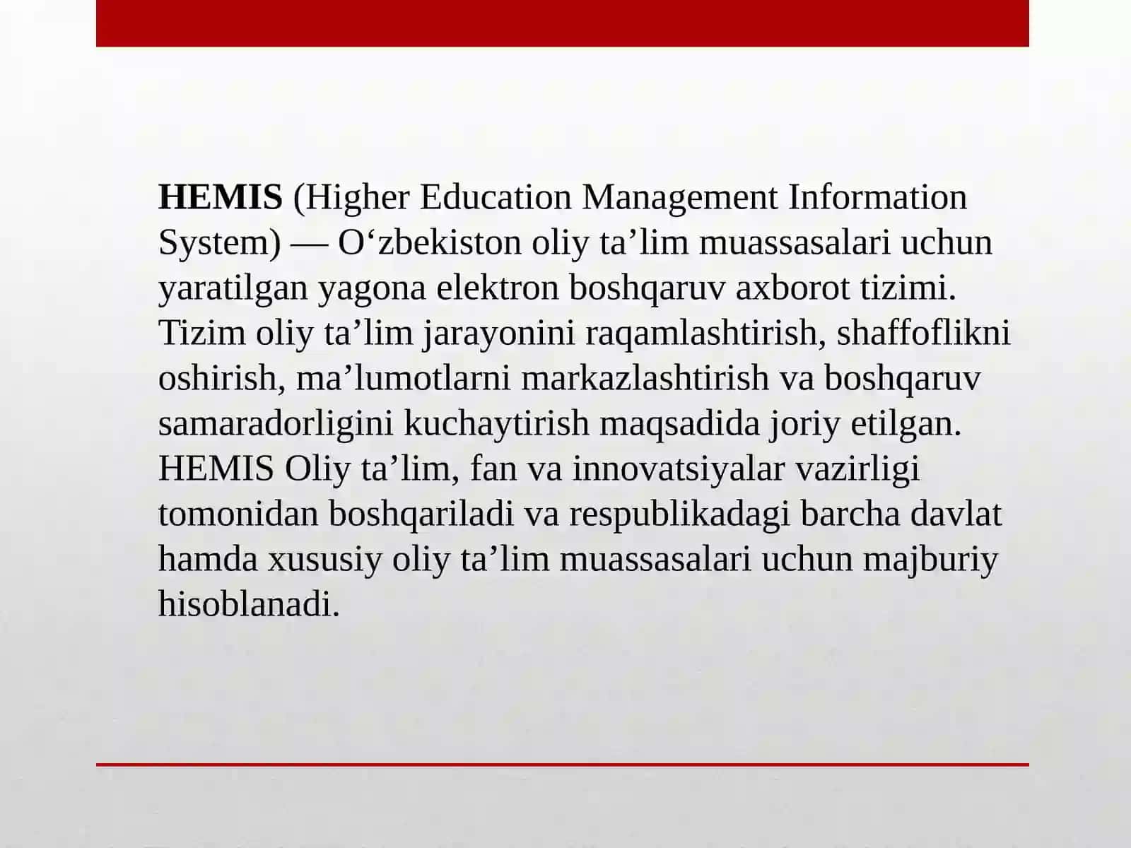 HEMIS(Higher Education Management Information System) 2