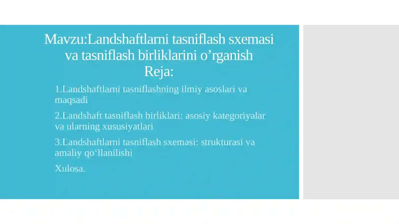 Landshaftlarni tasniflash 2