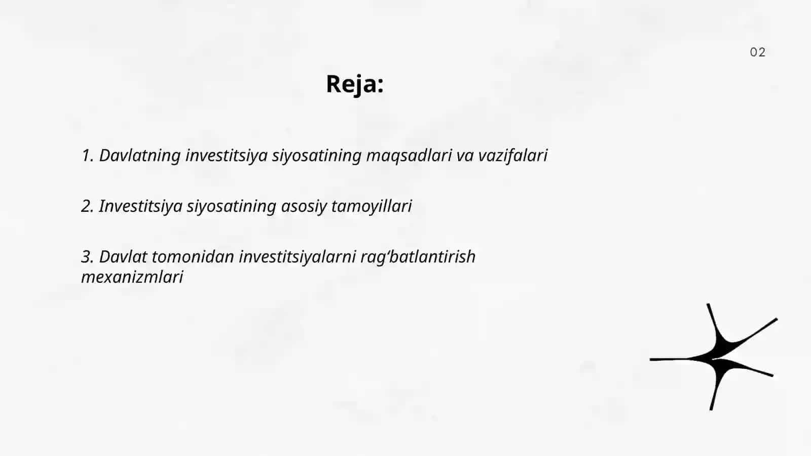 Davlatning investitsiya siyosati 2