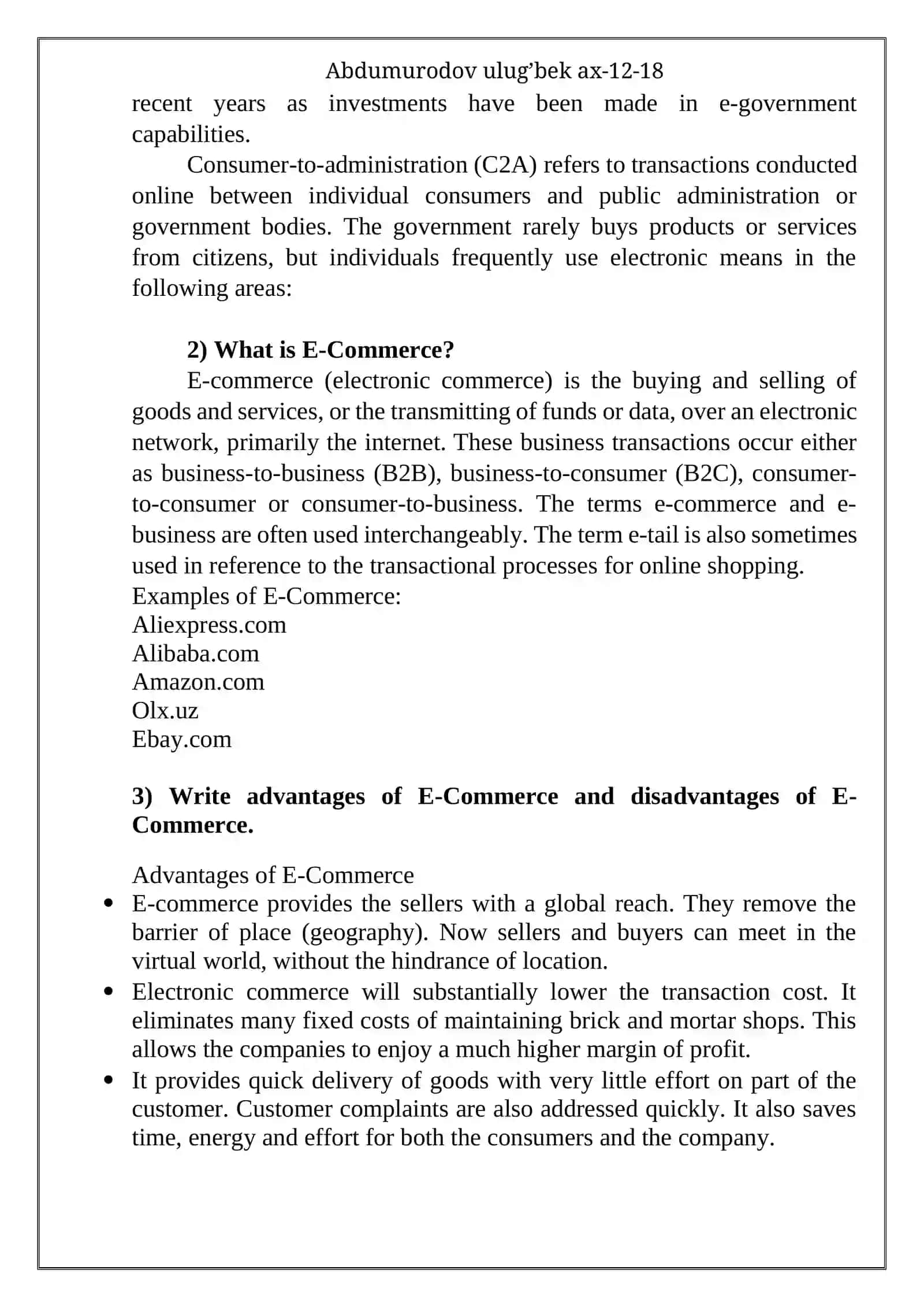 E-commerce Models 2