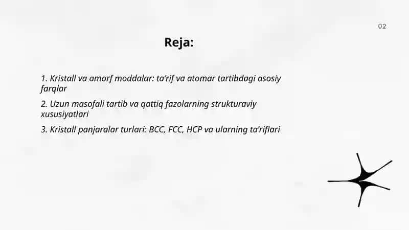 Kristall amorf moddalar farqlari 2