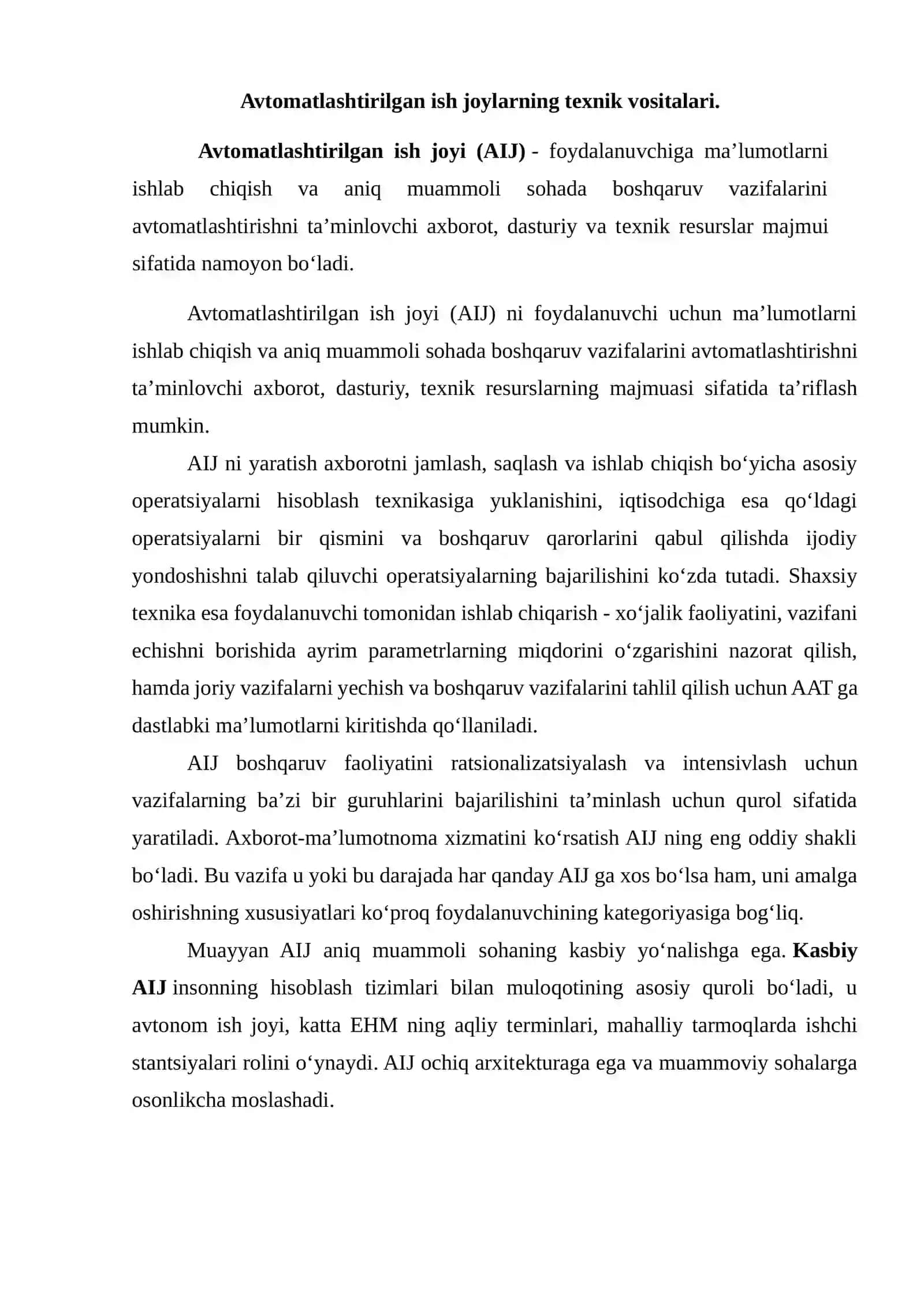 Avtomatlashtirilgan ish joylarining texnik vositalari 2