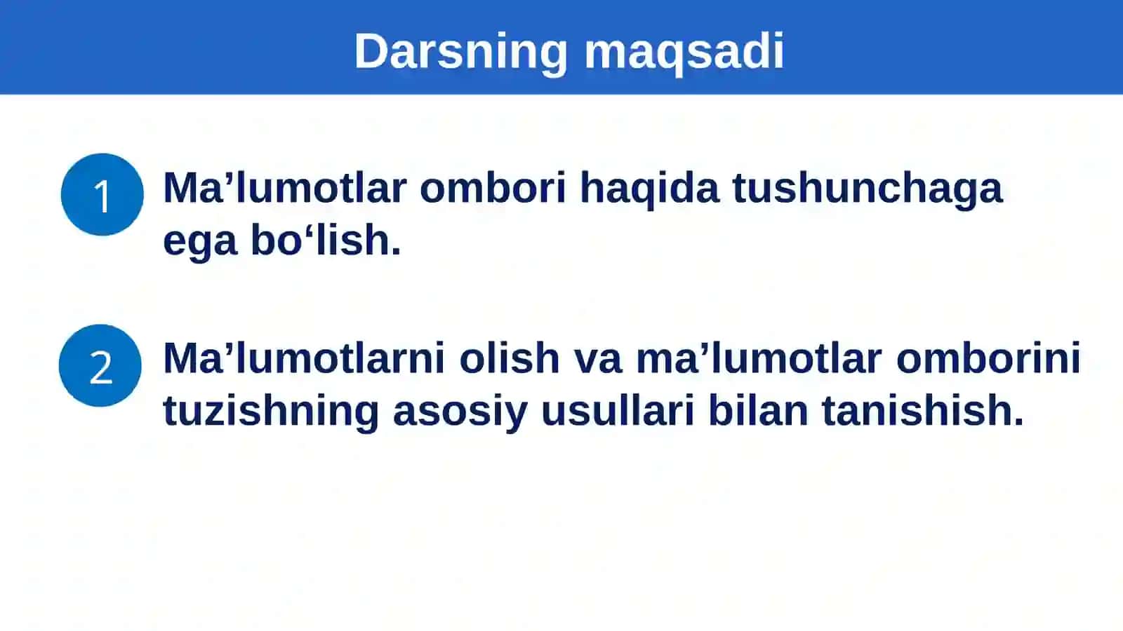 Ma’lumotlar ombori 2