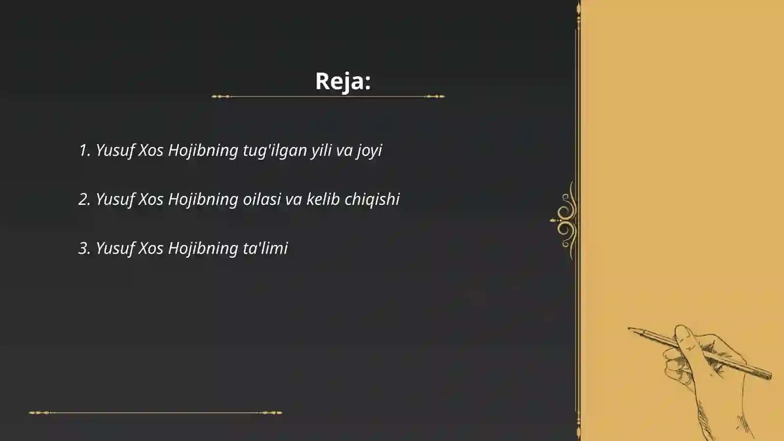 Yusuf Xos Hojib hayoti va ijodi.Qutadg'u bilig asari haqida ma'lumot 2