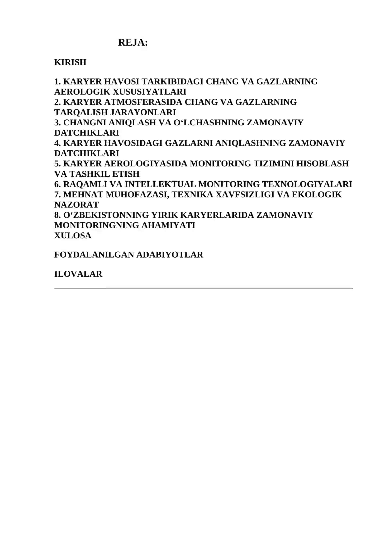 Karyer ichki havosi tarkibidagi chang va gaz miqdorini monitoring qilishning zamonaviy datchiklari 2