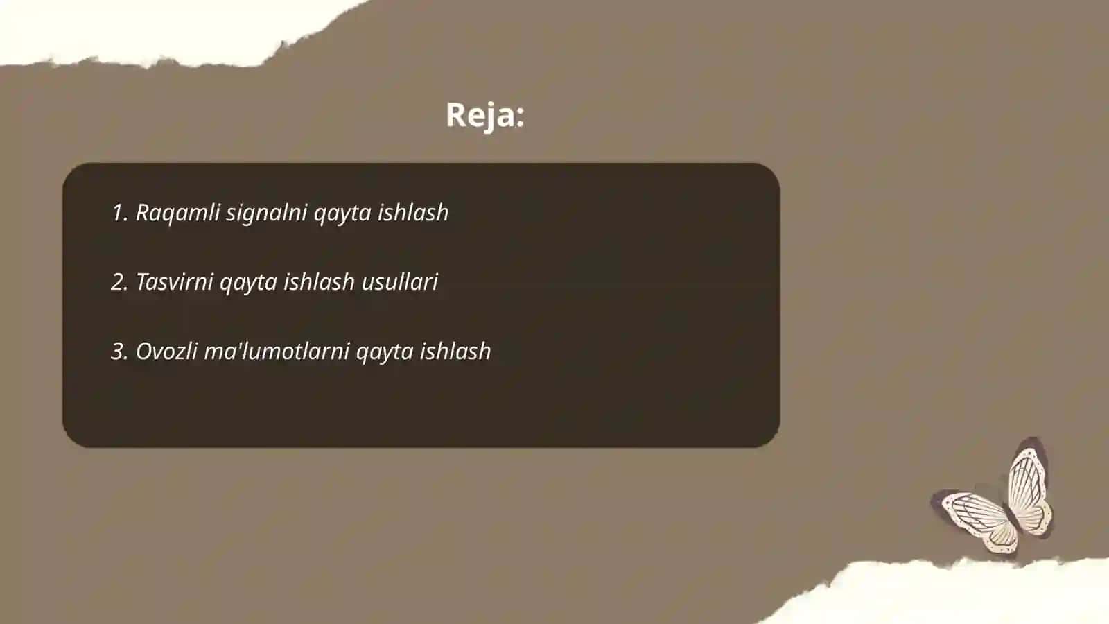 Raqamli signalni qayta ishlash 2