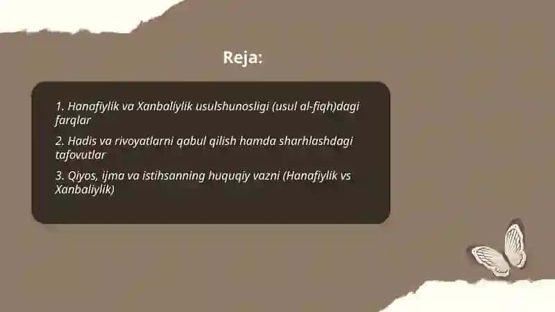 Hanafiylik va Xanbaliylik masxabining oʻzaro farqlari 2