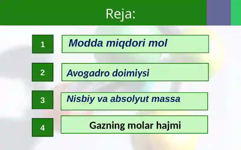 Atom molekulalar soniga oid masalalar yechish metodikasi 2
