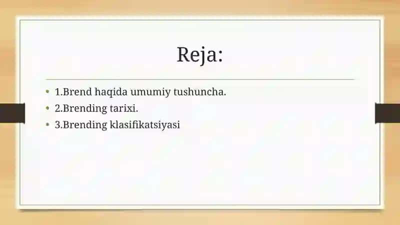 Brend haqida tushuncha va brendlarni tasniflashishi. 2