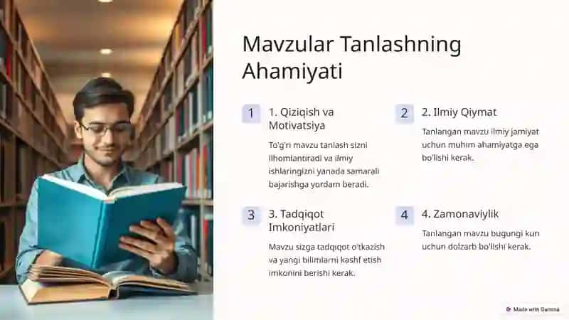 Mustaqil Ish uchun Mavzularni Tanlash 2
