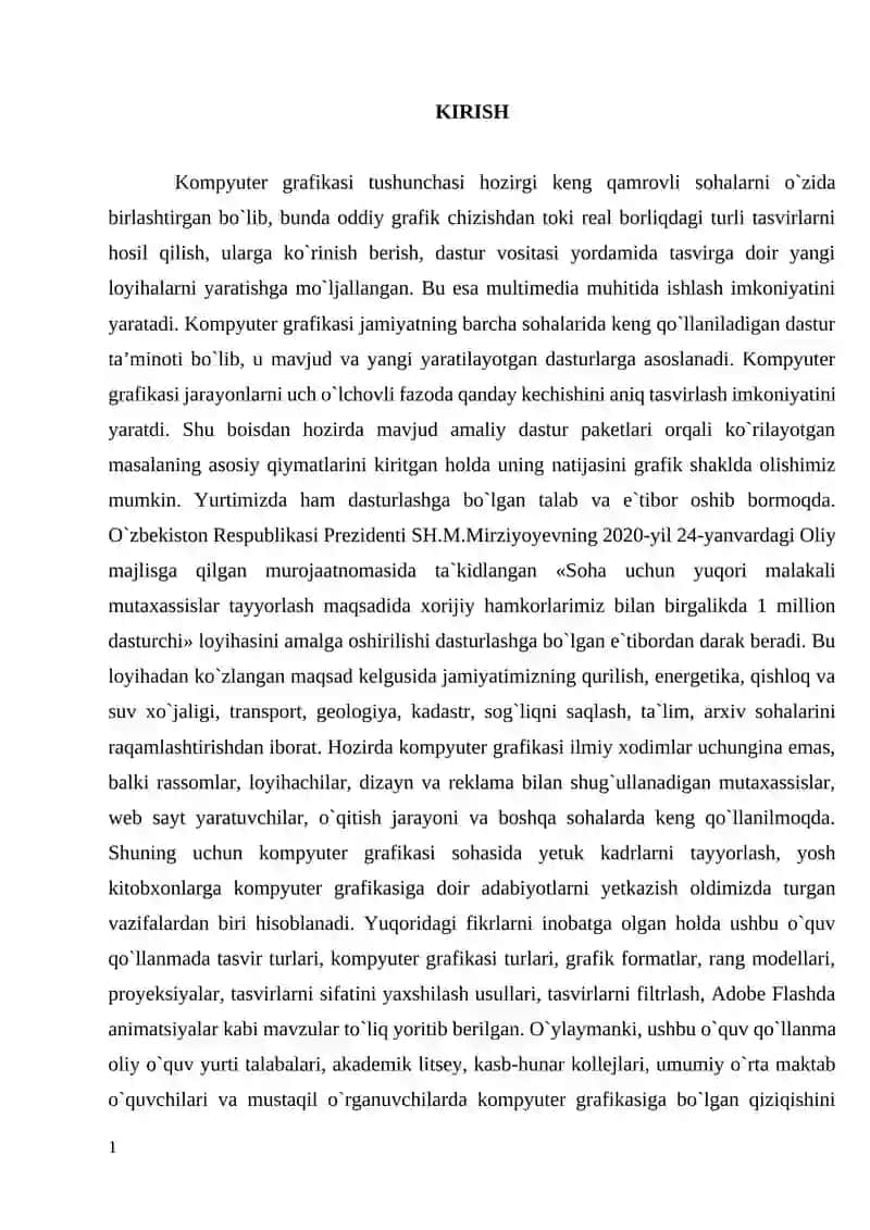 Kompyuter grafikasi va unda qo‘llaniladigan grafik dasturlar imkoniyatlari 2