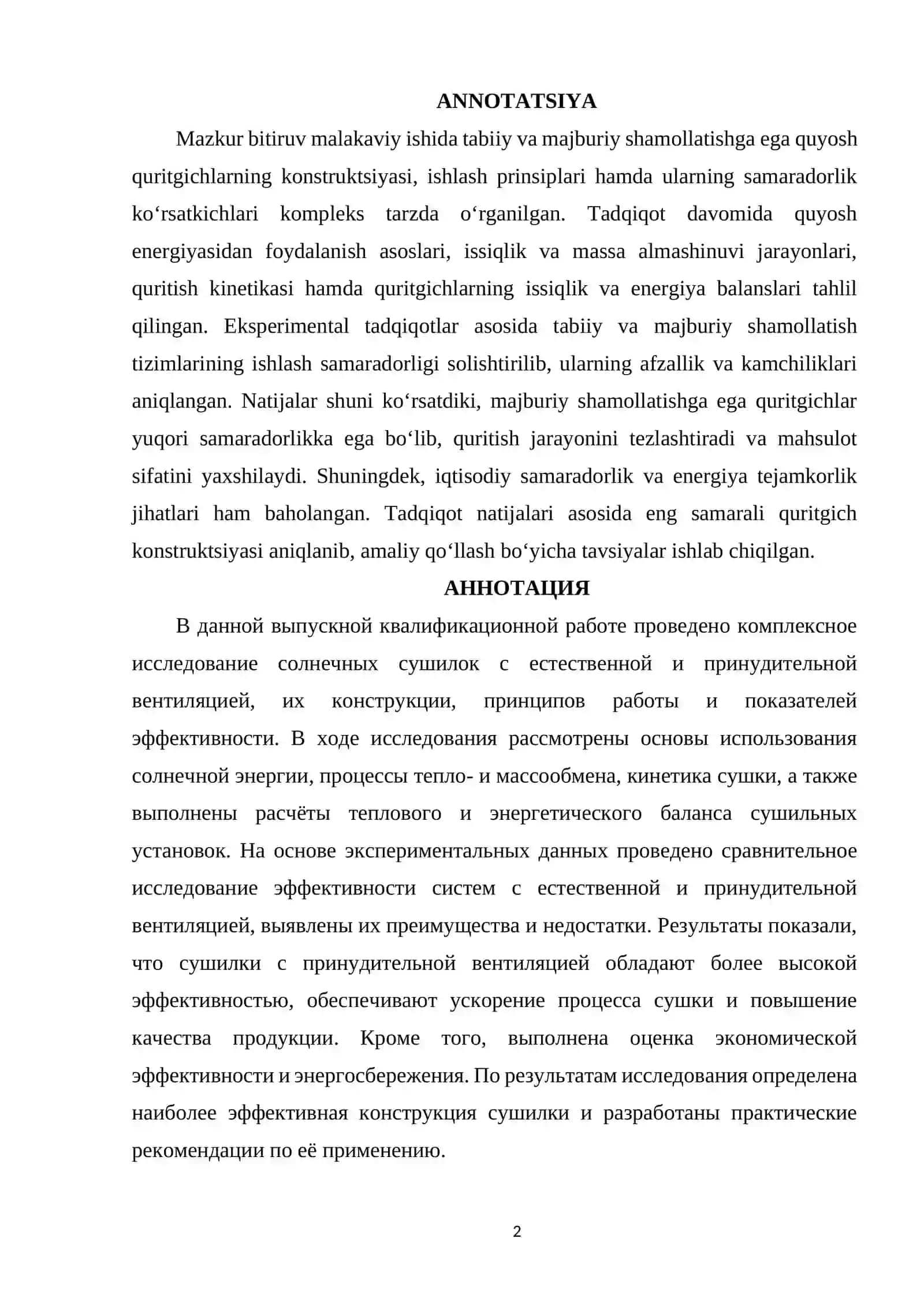 Quyosh quritgichlarining samaradorligini taqqoslash 2