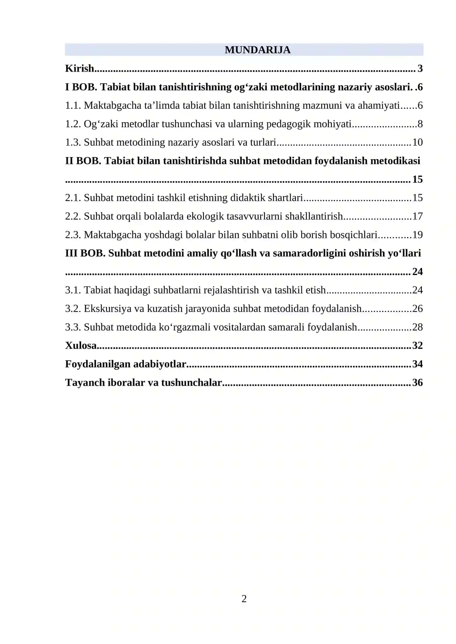Tabiat bilan tanishtirishning og‘zaki metodlarining nazariy asoslari 2