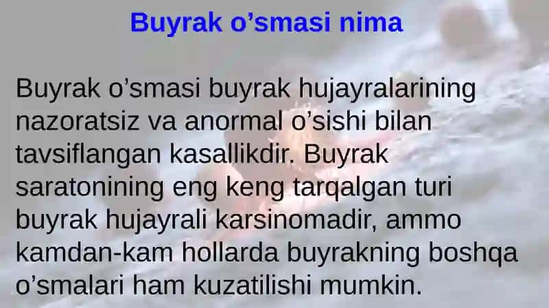 Buyrak o’smalari 2