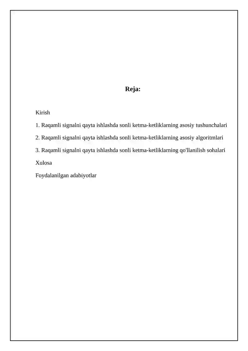 Raqamli signalni qayta ishlashda sonli ketma-ketliklarning asosiy tushunchalari 2