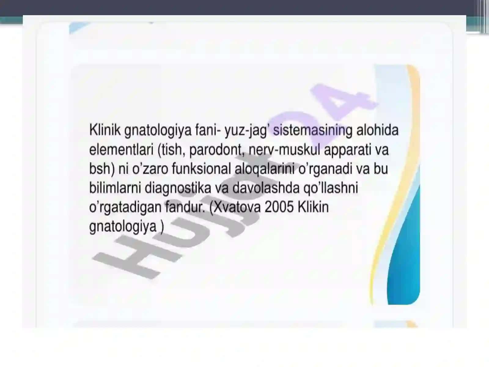 Gnatologiya fani vazifalari 2