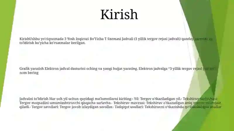3 Yosh Inqirozi BoʻYicha T Sxemasi Jadvalini Tayyorlash Va ToʻLdirish 2