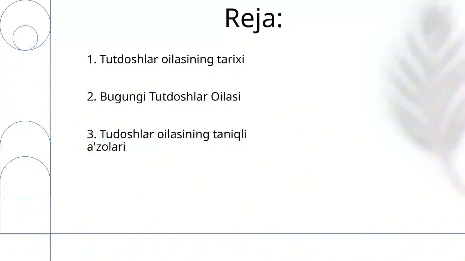Tutdoshlar oilasi 2
