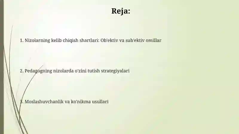 Nizolarning yuzaga kelishidagi shart- sharoitlar, shaxs toifalari va ularning xislatlari 2