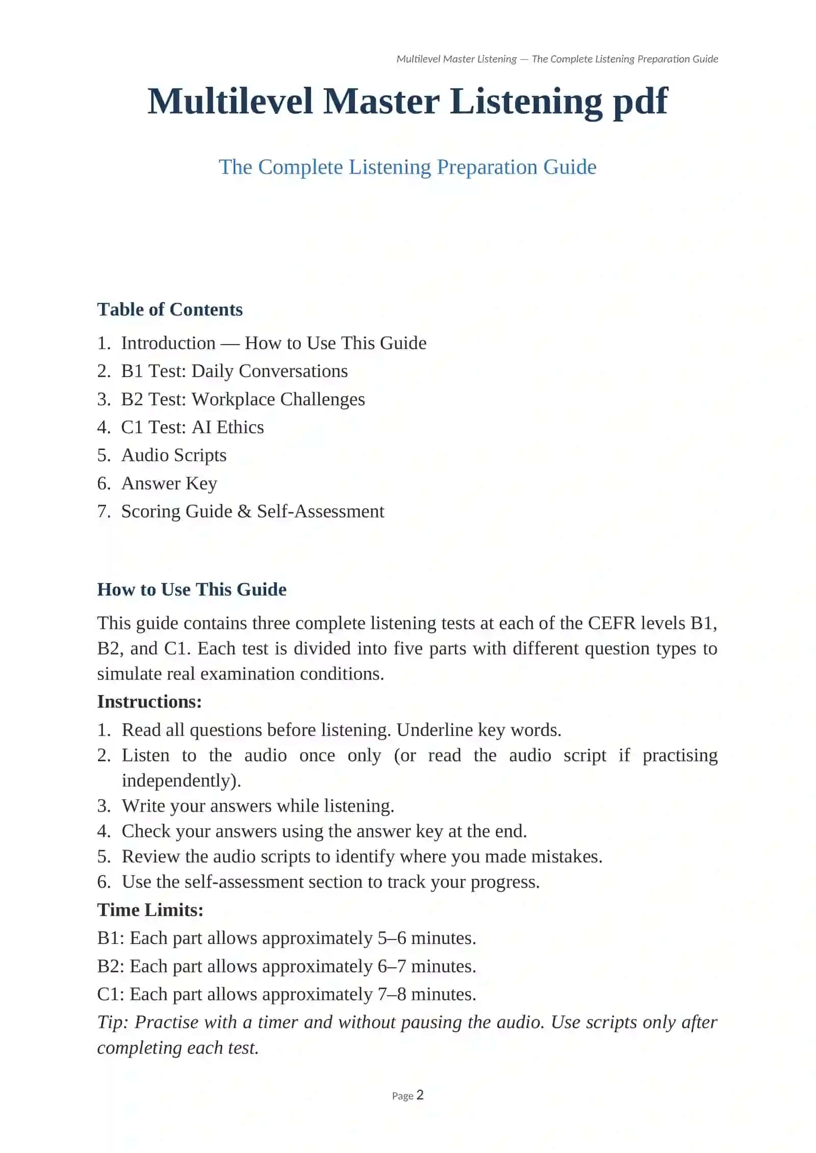 Multilevel Master Listening — The Complete Listening Preparation Guide 2