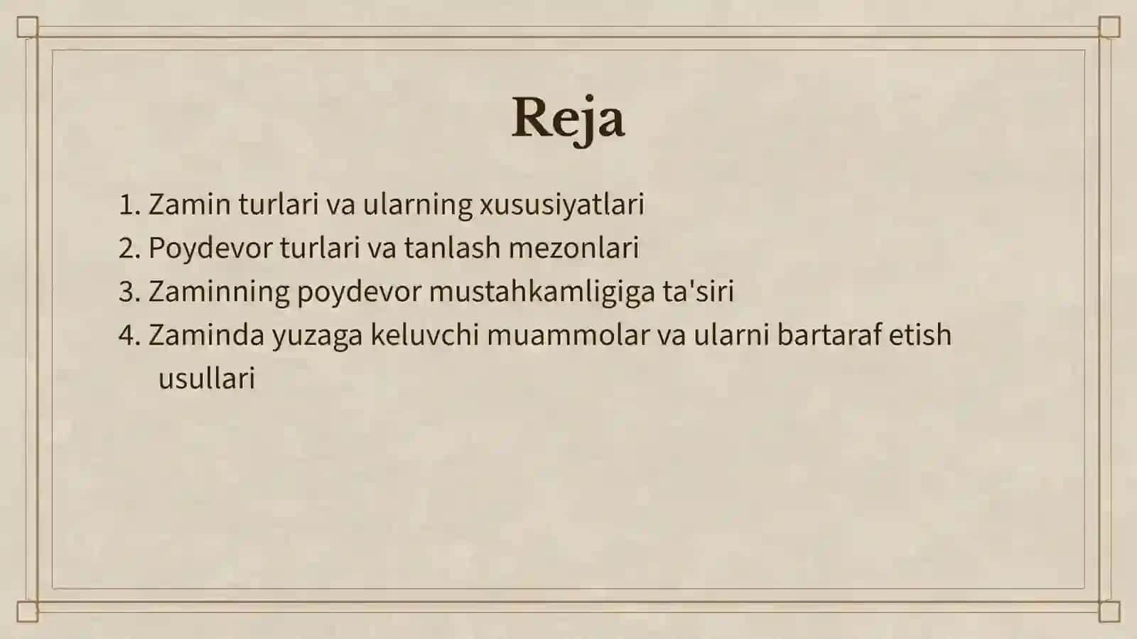 ZAMIN VA POYDEVORLAR 2