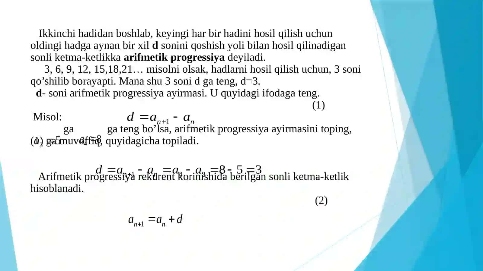 Arifmetik progressiya 2