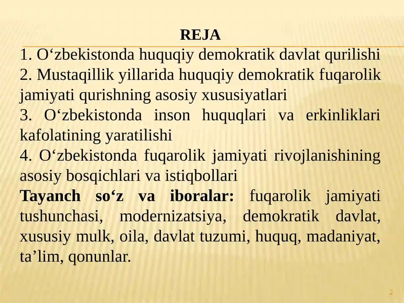 O‘ZBEKISTONDA DEMOKRATIK, FUQAROLIK JAMIYATI ASOSLARINING SHAKLLANISHI 2