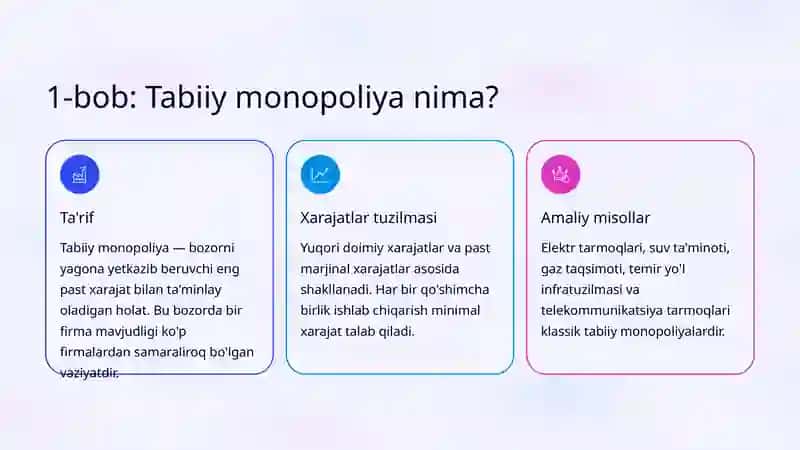 Tabiiy monopoliya sharoitida narx belgilash 2