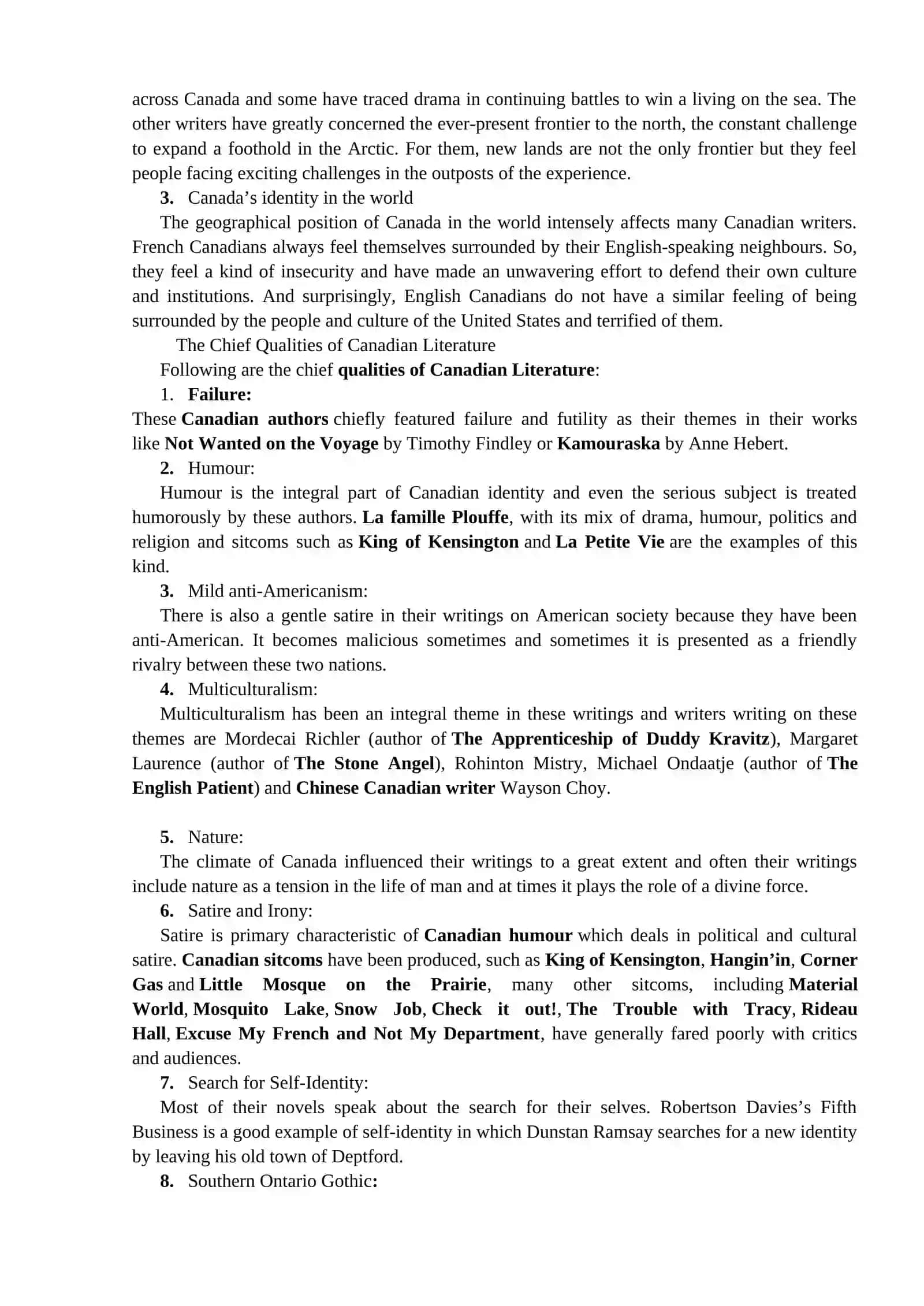 LECTURE 7. CANADIAN AND AUSTRALIAN LITERATURE 2