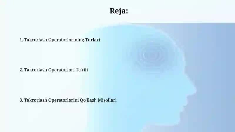 Takrorlash Operatorlari 2