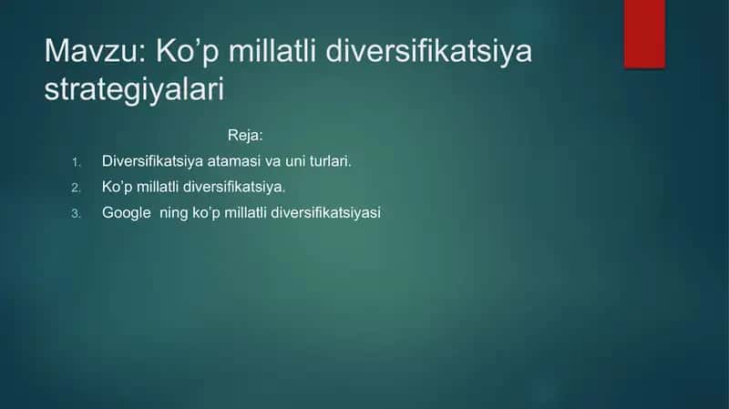 Ko’p millatli diversifikatsiya strategiyalari 2