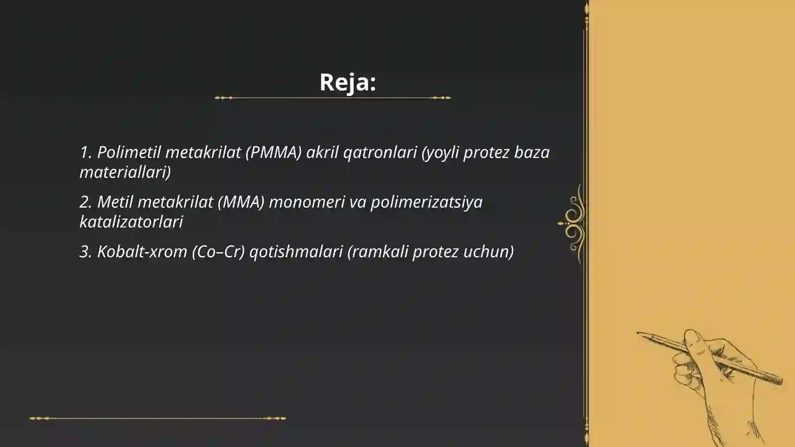 Yoyli protezlarni tayyorlashda ishlatiladigan xomashyolar 2