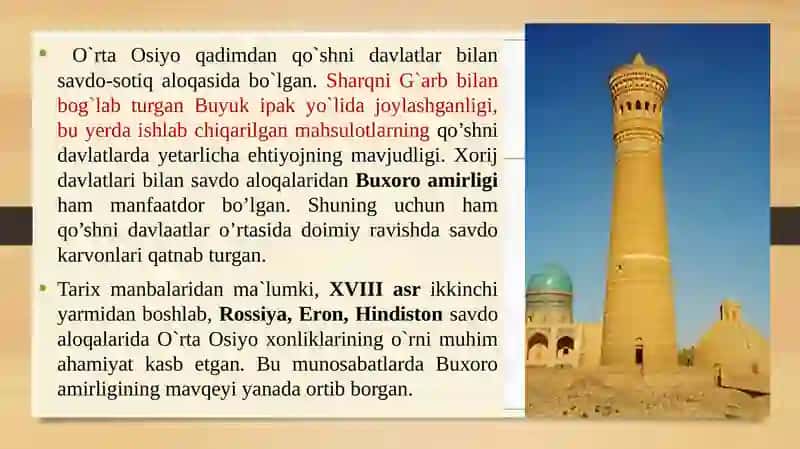 Buxoro amirligining tashqi siyosati 2
