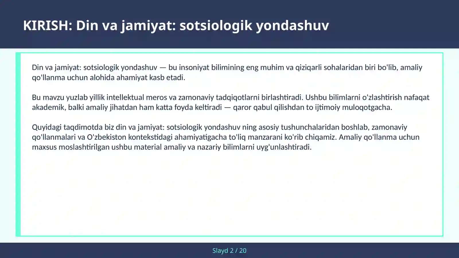 Din va jamiyat: sotsiologik yondashuv 2