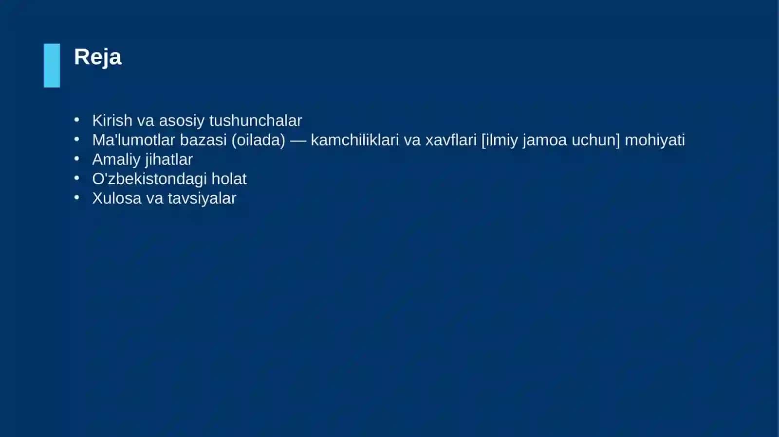 Ma'lumotlar bazasi (oilada) — kamchiliklari va xavflari [ilmiy jamoa uchun] 2