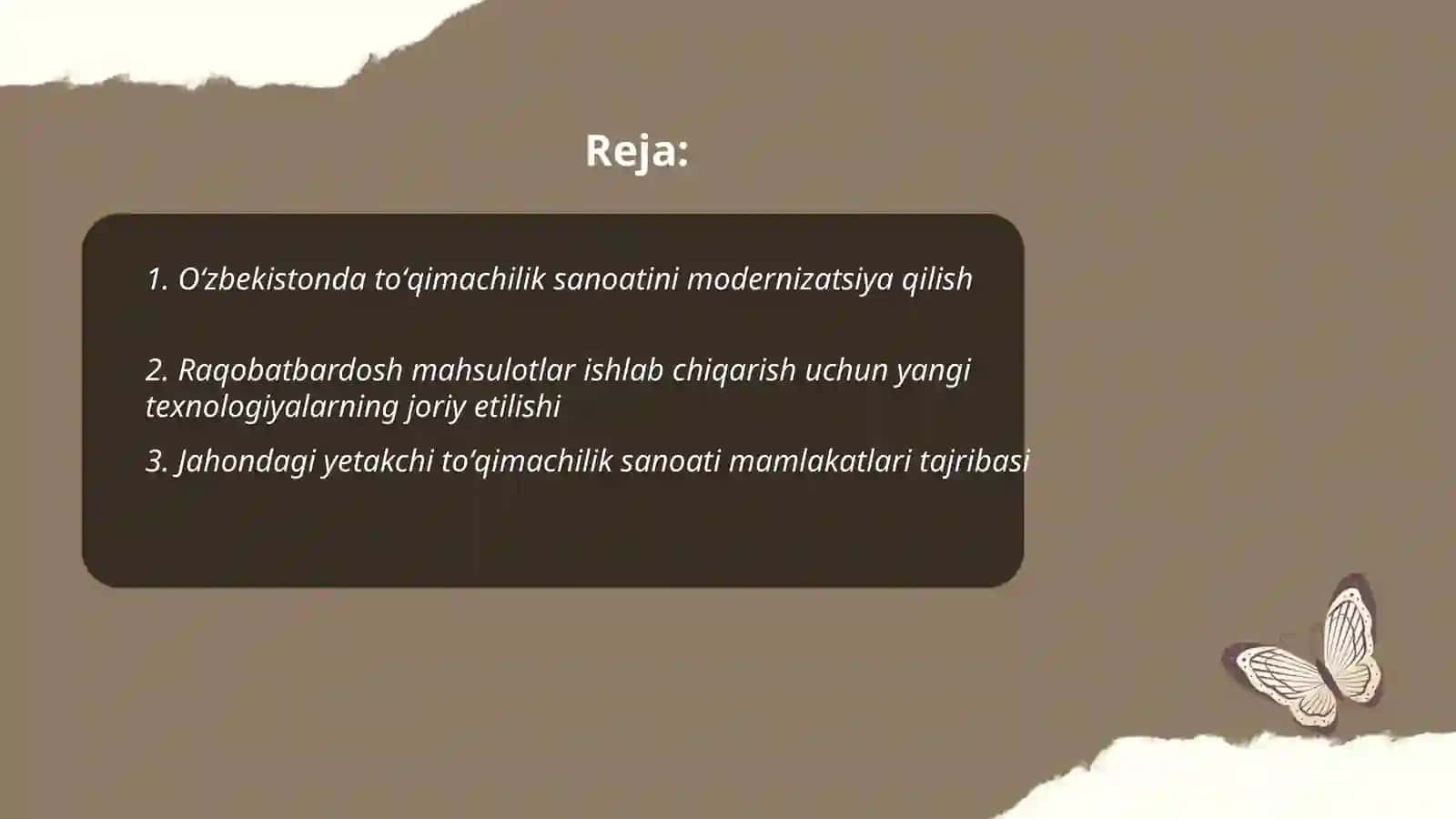 Oʻzbekistonda va jahonda toʻqimachilik sanoatini rivojlantirish 2